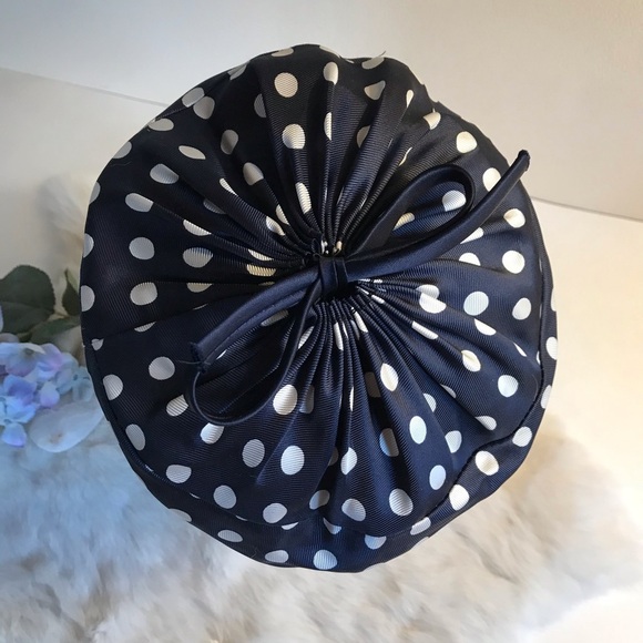 Vintage 1950s Bucket Hat Polka Dot Navy & White - Picture 6 of 7